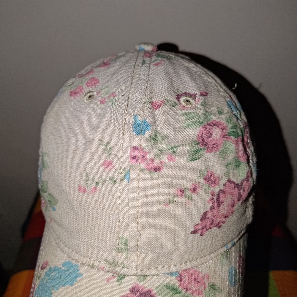 American Eagle Outfitters Floral Embroidered Eagle Logo Strapback Cap Hat View 3